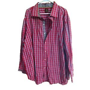 TailorByrd Collection Button Down Shirt Mens 3XL Long Sleeve Plaid Red